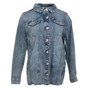 LOGO by Lori Goldstein Women's Sz 14 Denim Jacket with Frayed Hem Blue A587517